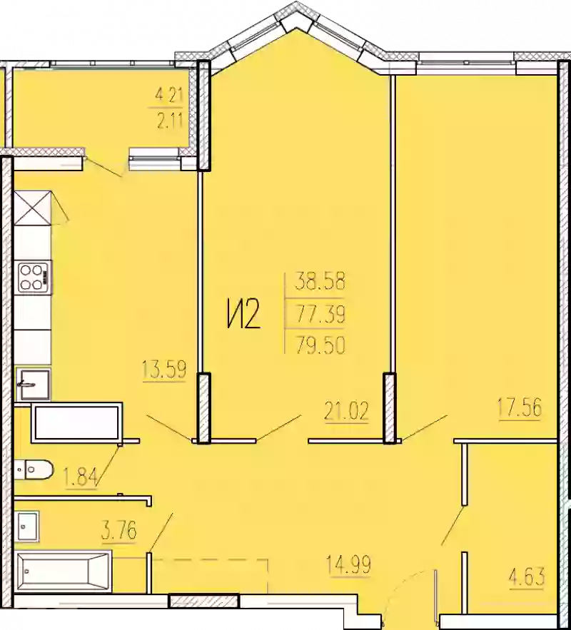 Продажа 2-комнатной новостройки, Пенза, улица Кордон Студеный,  47