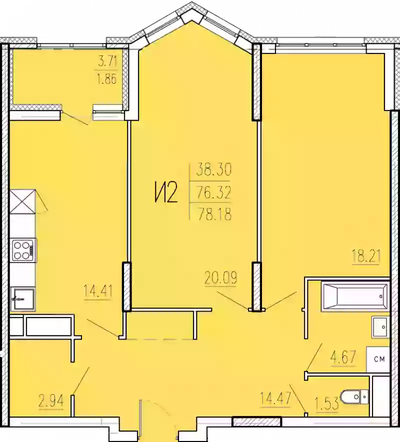 Продажа 2-комнатной новостройки, Пенза, улица Кордон Студеный,  47