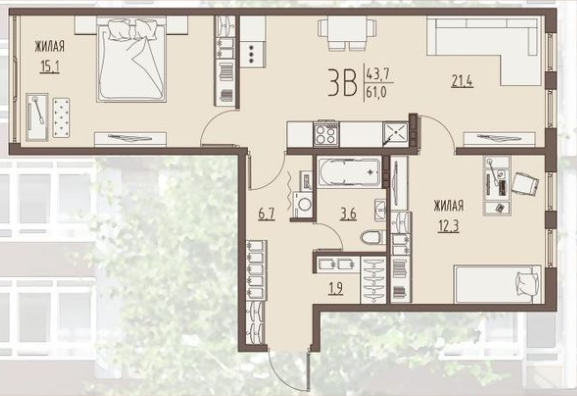 Продажа 2-комнатной новостройки, Засечное, улица Центральная, 8 Продажа 2-комнатной новостройки, Засечное, улица Центральная, 8