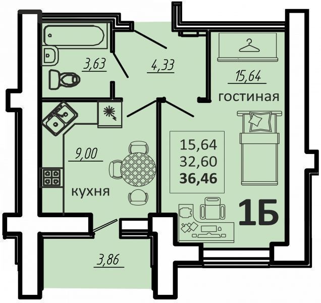 Продажа 1-комнатной новостройки, Засечное, Россия,  Пензенский район