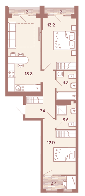 Продажа 2-комнатной новостройки, Пенза, ул. Измайлова,  стр. 5