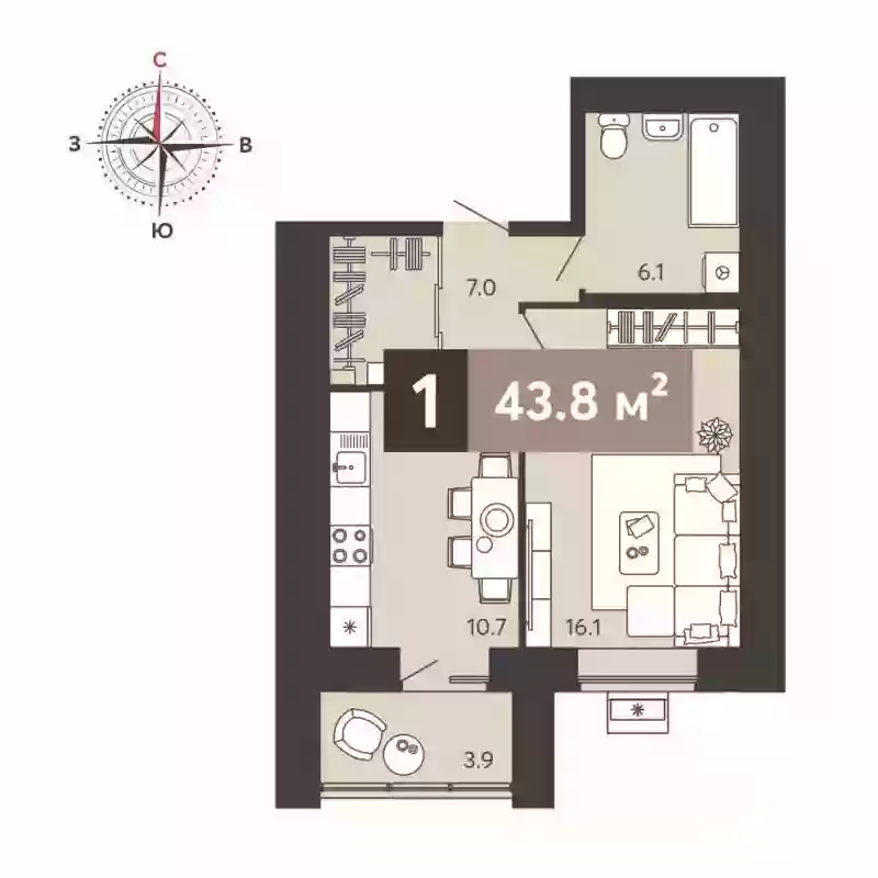 Продажа 1-комнатной новостройки, Пенза, улица Серпуховская,  1