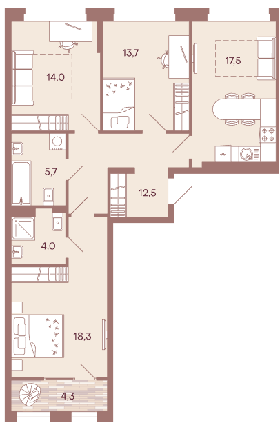 Продажа 3-комнатной новостройки, Пенза, улица Измайлова,  38