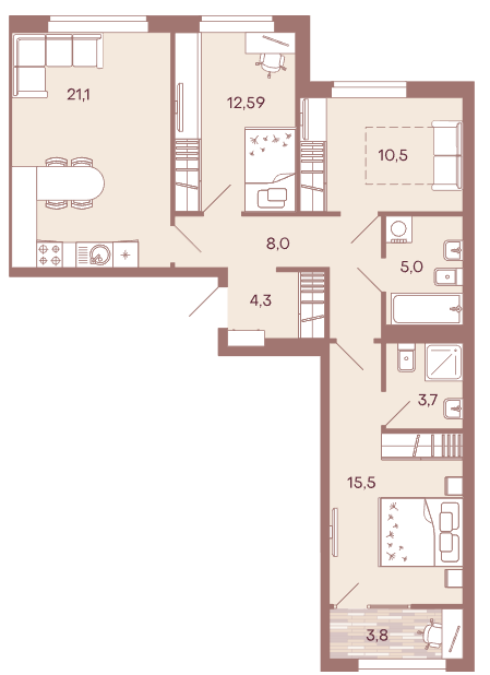 Продажа 3-комнатной новостройки, Пенза, улица Измайлова,  38