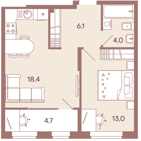 Продажа 1-комнатной новостройки, Пенза, улица Измайлова,  38