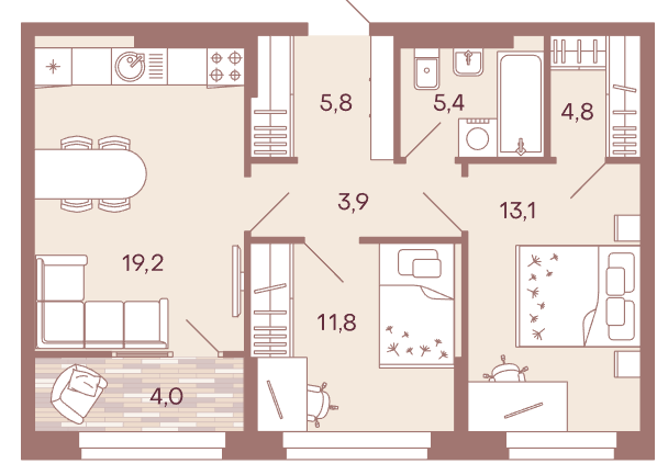 Продажа 2-комнатной новостройки, Пенза, улица Измайлова,  38